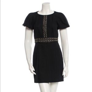 Tibi Bronze Rivet Bead Embellished Black Dress